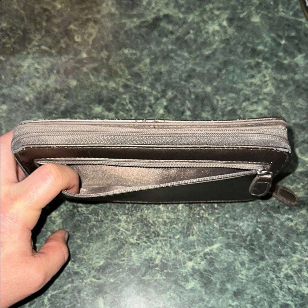 Etienne Aigner DELTA style 2421X Metallic Brown Zip Around Wallet